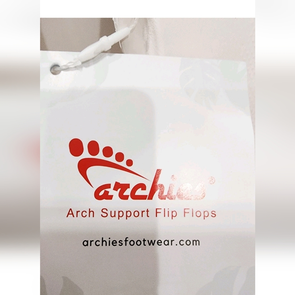 Archies Arch Support Thong WHITE LEATHER Flip Flops Sandal Men 10 Women 11 New - Picture 11 of 16